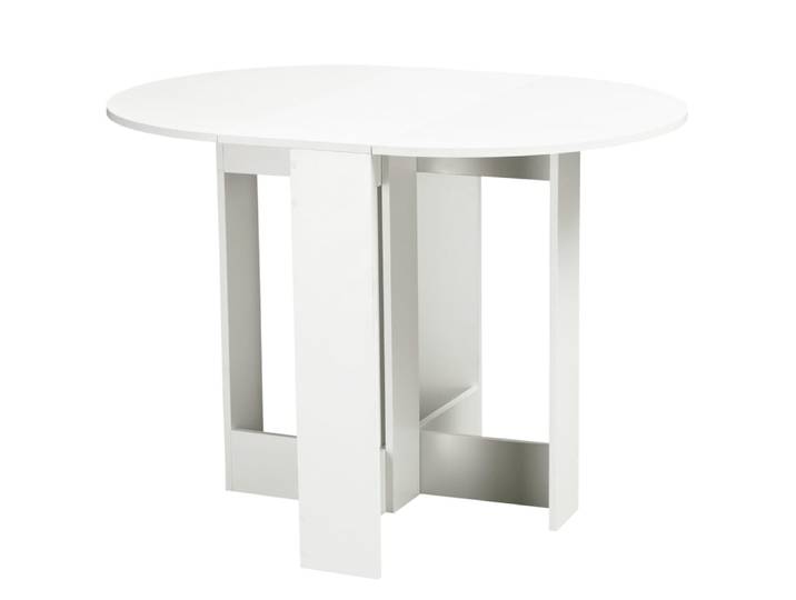 Table ovale pliable de cuisine 2 abattants blanc