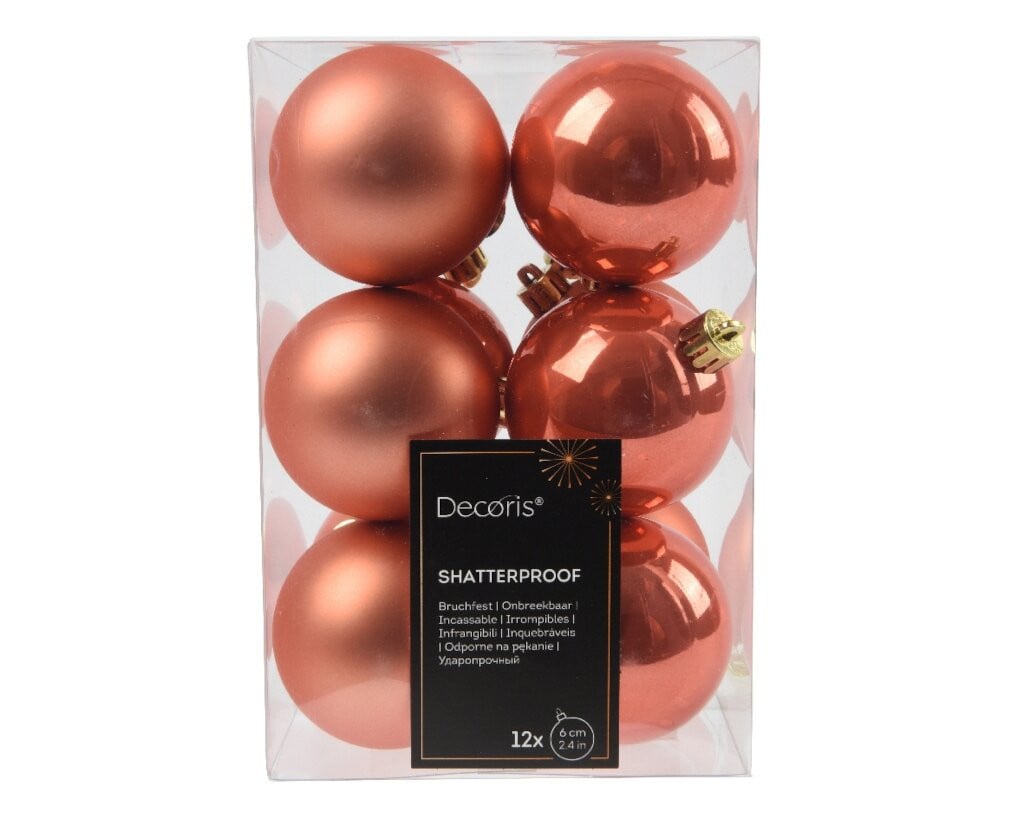 Set van 12 onbreekbare kerstballen pompoen, diameter 6 cm
