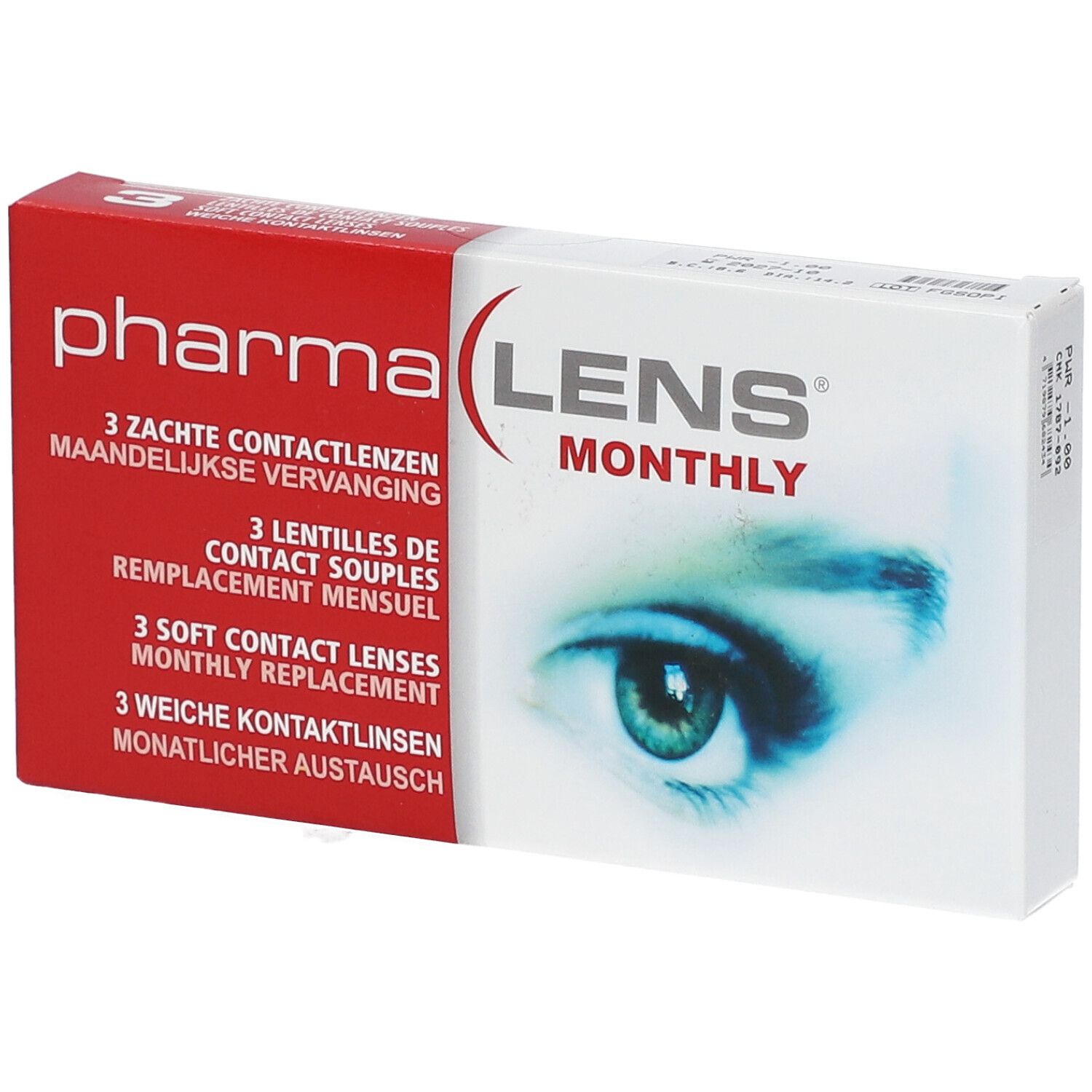PharmaLens Maandlenzen (Dioptrie -1.00) 3 St Kontaktlinsen