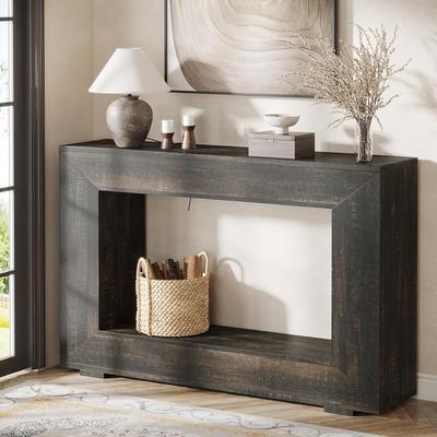 Jiallo Farmhouse Console Table, 47 Inches Entryway Black