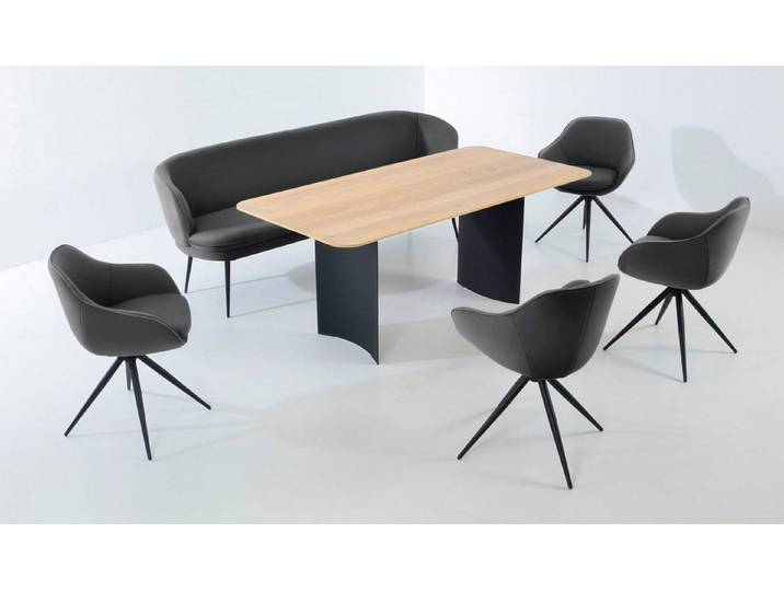K+W Komfort & Wohnen Essgruppe ZOOM, abgerundete Essgruppe mit Solobank, 4 Sesseln und 1 Tisch