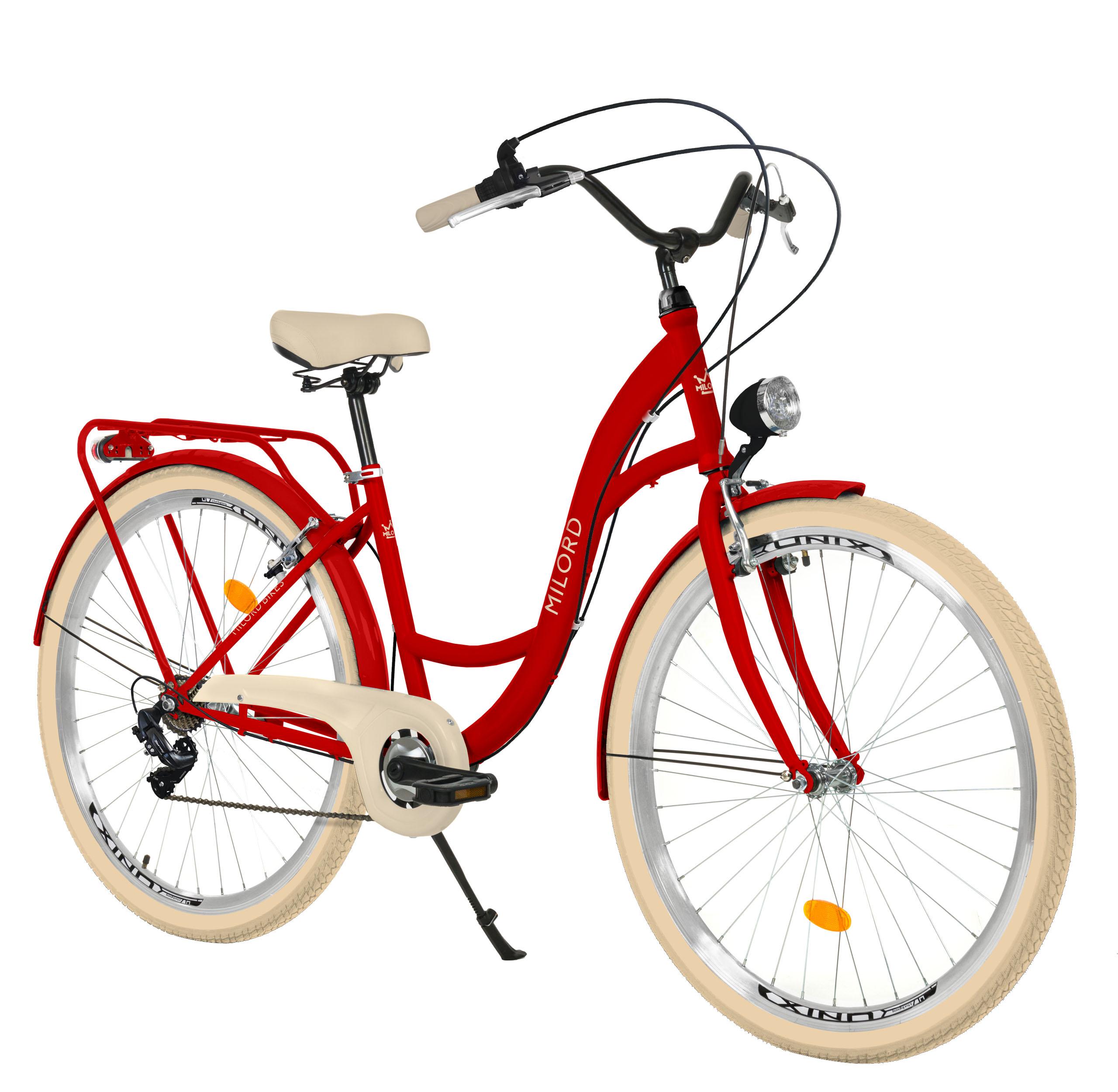 Milord Komfort Fahrrad Damenfahrrad, 26 Zoll, Rot, 7 Gang Shimano