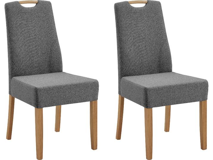 Esszimmerstuhl NIEHOFF SITZMÖBEL Molino , grau, Webstoff, Arte grey, Stühle, Esszimmerstuhl, Griff im Rücken, 2er-Set, Füße und Griff massive Eiche