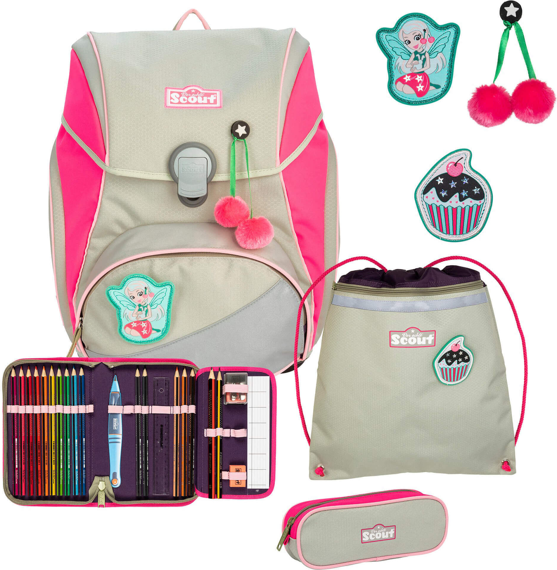Scout Schulranzen Alpha Set 4-teilig Pink Cherry beige
