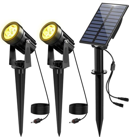 NATPOW Tuinverlichting op zonne-energie - Warm wit - IP65 waterdicht - 3 meter kabel