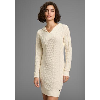 Strickkleid KANGAROOS, Damen, Gr. 36/38, N-Gr, weiß (sanftes weiß), Strick, Obermaterial: 50% Baumwolle, 50% Polyacryl, Zopfmuster, Kleider Strickkleid, mit modischem Zopfmuster