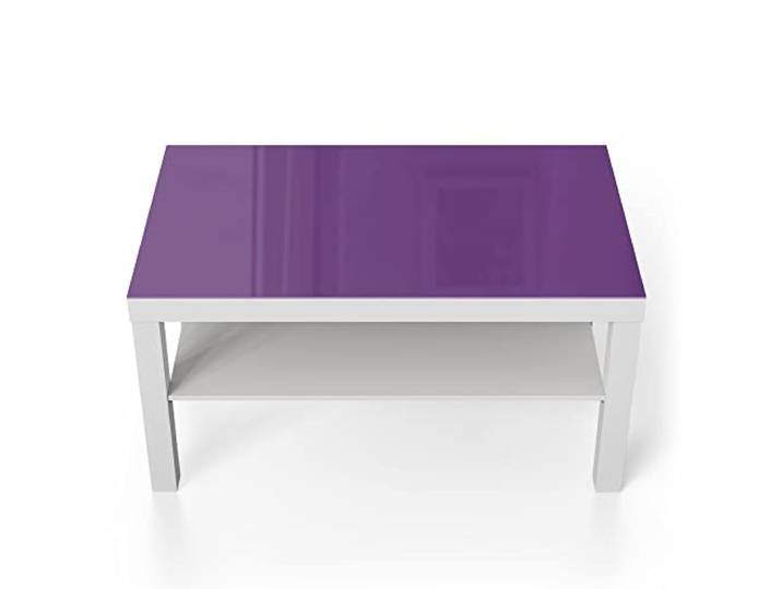 DEQORI Glastisch weiß groß 90x50 cm Unifarben - Violett ausgefallener Beistelltisch aus Glas Hochglanz Couchtisch fürs Wohnzimmer moderner Couch Tisch mit Design