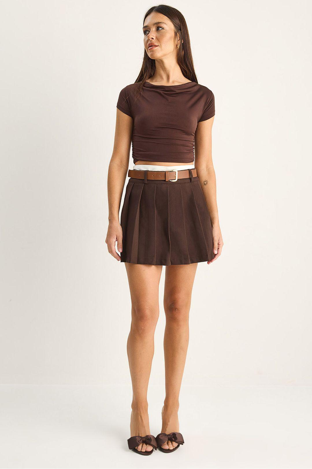 Hohe Taille Mini-Skorts mit Gürtel