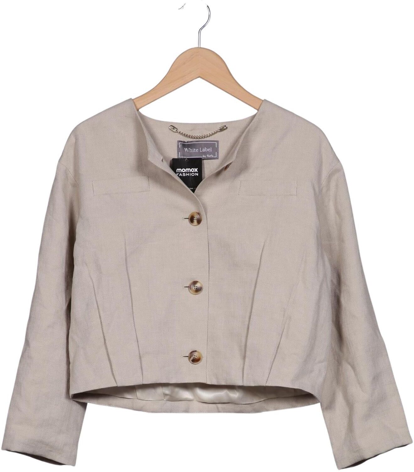 White label Damen Jacke, Beige, Gr. EU 34, Baumwolle / Leinen / Viskose - Second Hand