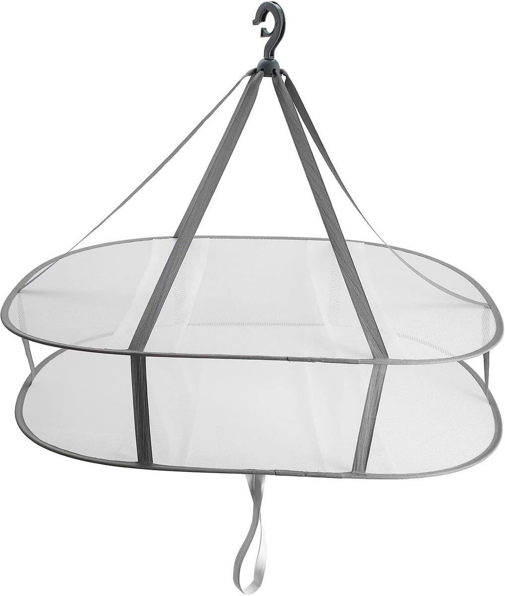 Grijs opvouwbaar droogrek voor kleding met droognet - 77 x 62 cm