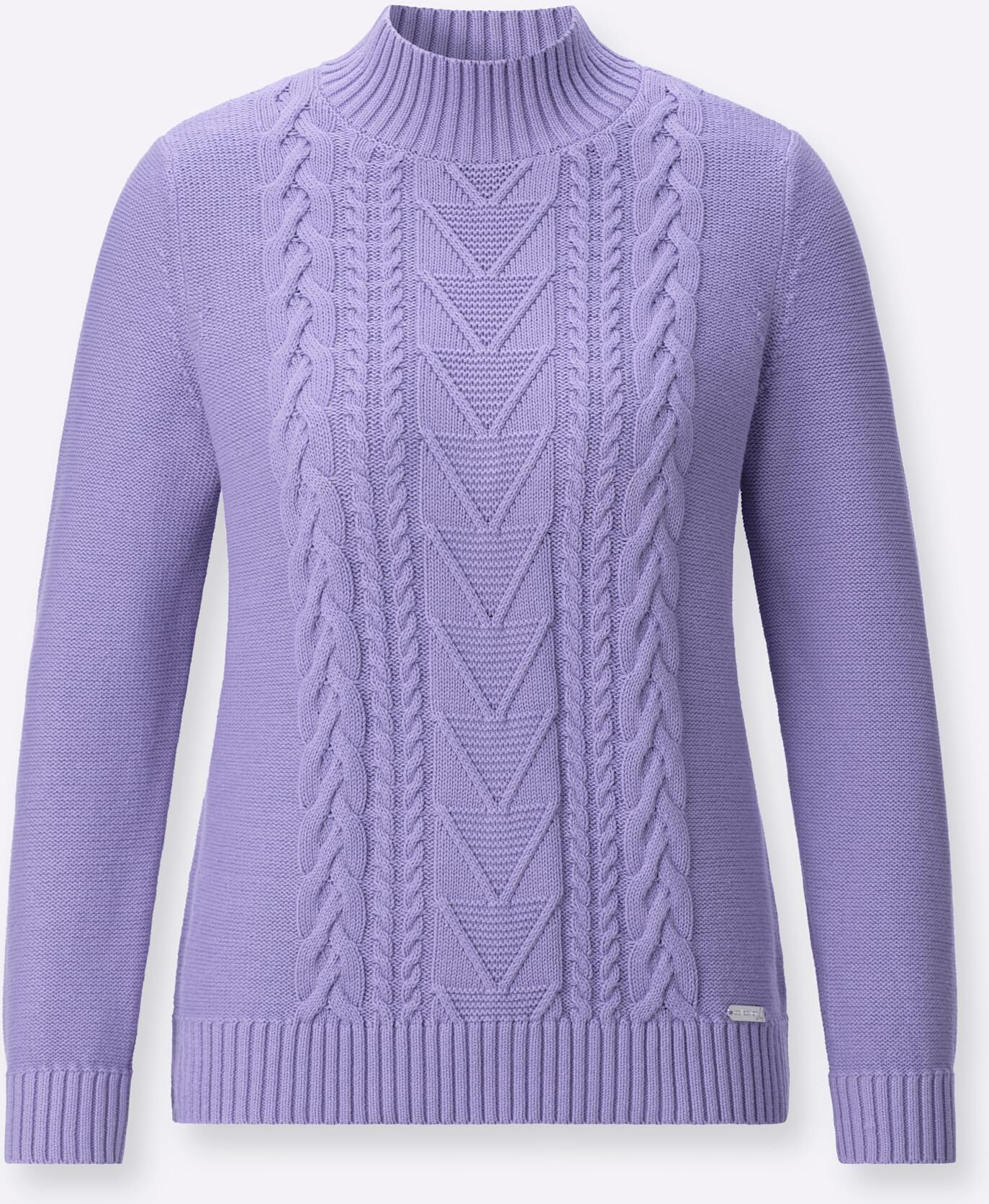 Stehkragenpullover CASUAL LOOKS "Stehkragen-Pullover", Damen, Gr. 54, lavendel, 100% Baumwolle, unifarben, Pullover Stehkragenpullover lavendel 54