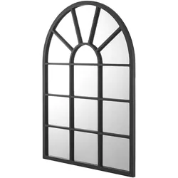 Helloshop26 - Abgerundeter fensterförmiger Wandspiegel 80 x 60 cm matt schwarz
