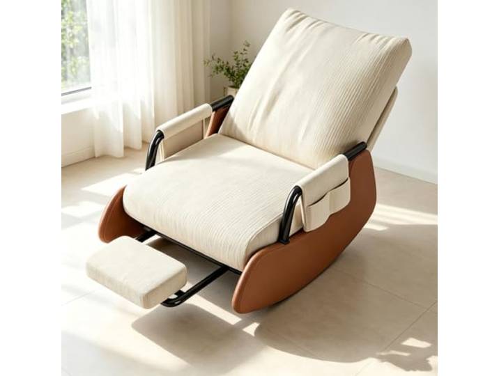 LCNDKF Schaukelsessel Modern für Gemütliche Ruhemomente Schaukelnder Komfortsessel mit tiefer Sitzfläche 60x60cm und Rückenunterstützung für Lesestunden.