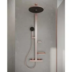 Ideal Standard Alu+ Duschsystem BD583RO mit Ceratherm Thermostat, 2 Ablagen, Rose