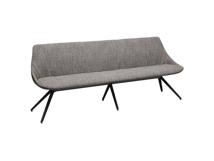 Bert Plantagie Sitzbank, Grau, Metall, Kombination Echtleder/Stoff, 215x88x62 cm, Lederauswahl, Stoffauswahl, Esszimmer, Bank, Sitzbänke