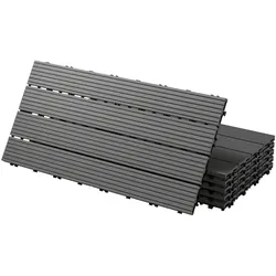 ECD Germany – WPC Terrassenfliesen – 60x30 cm Anthrazit 5m2 | geriffelt, Holzoptik, Klicksystem mit Drainage