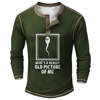 Lustiges 'Altes Bild von mir' Spermien Grafik Herren Langarm Henley Shirt