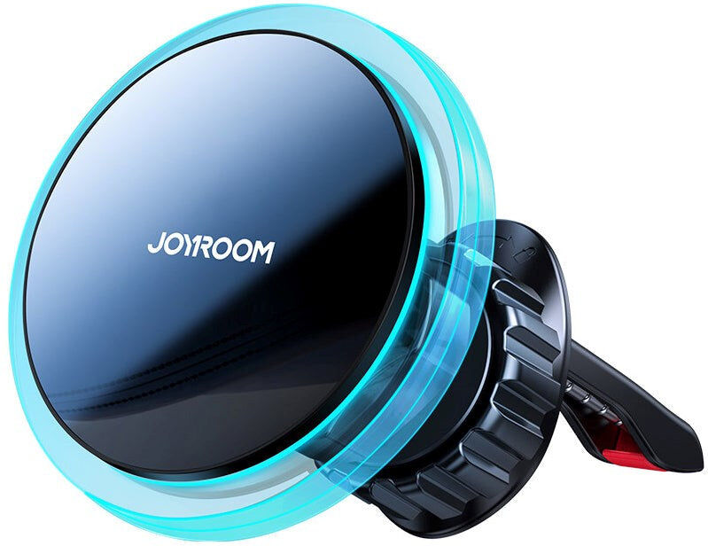 Joyroom Magnetisk Mobilholder m. 15W Trådløs Opladning - Ventilationsanlæg - MagSafe Kompatibel - Sort