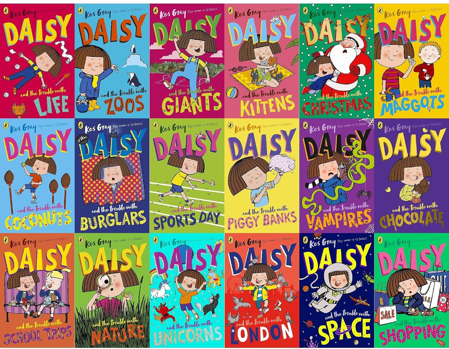 Red Fox Daisy and the Trouble Collection 18 Books Set by Kes Gray - Paperback - Ages 5-9 - Complete Series - Funny Chapter Books for Kids