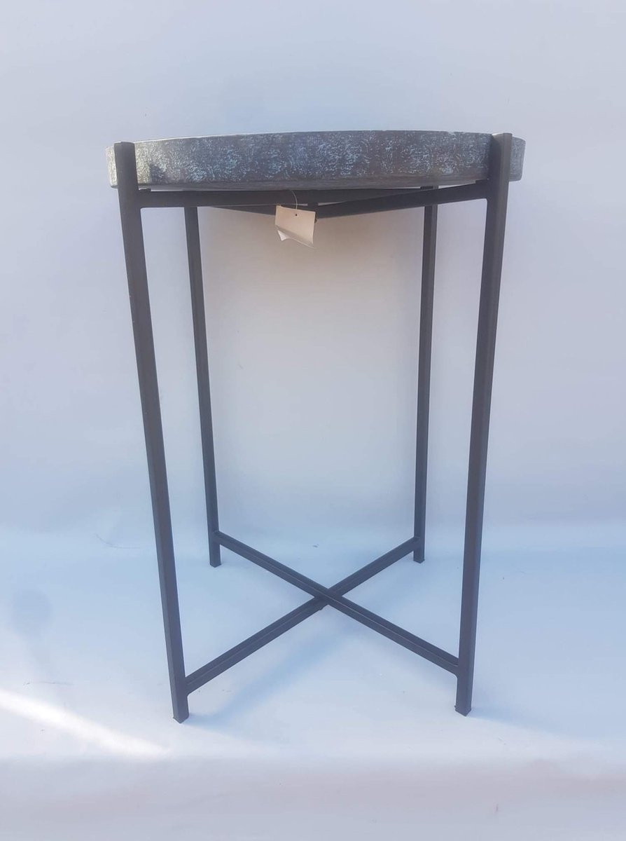 Mica Decorations Metalen ronde bijzettafel blauw