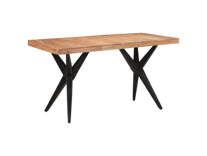 furnicato Esstisch Industrie-Stil Echtholz 140x70x76 cm Schwarz (1-St), Stabile Tafel mit pulverbeschichtetem Gestell und Einzelstücken