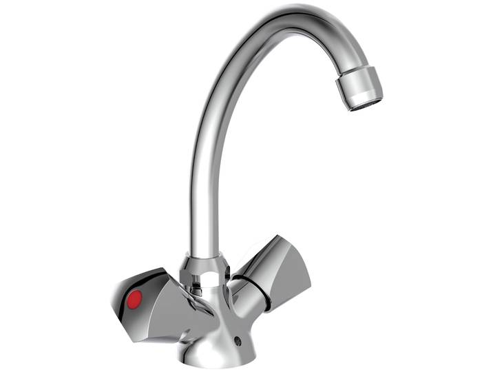 Waschtischarmatur SCHÜTTE Carneo , grau (chrom), B:15,5cm H:21,5cm T:5cm, Kunststoff, Messing, Metall, Armaturen, Waschtischarmatur, Zweigriffarmatur Chrom