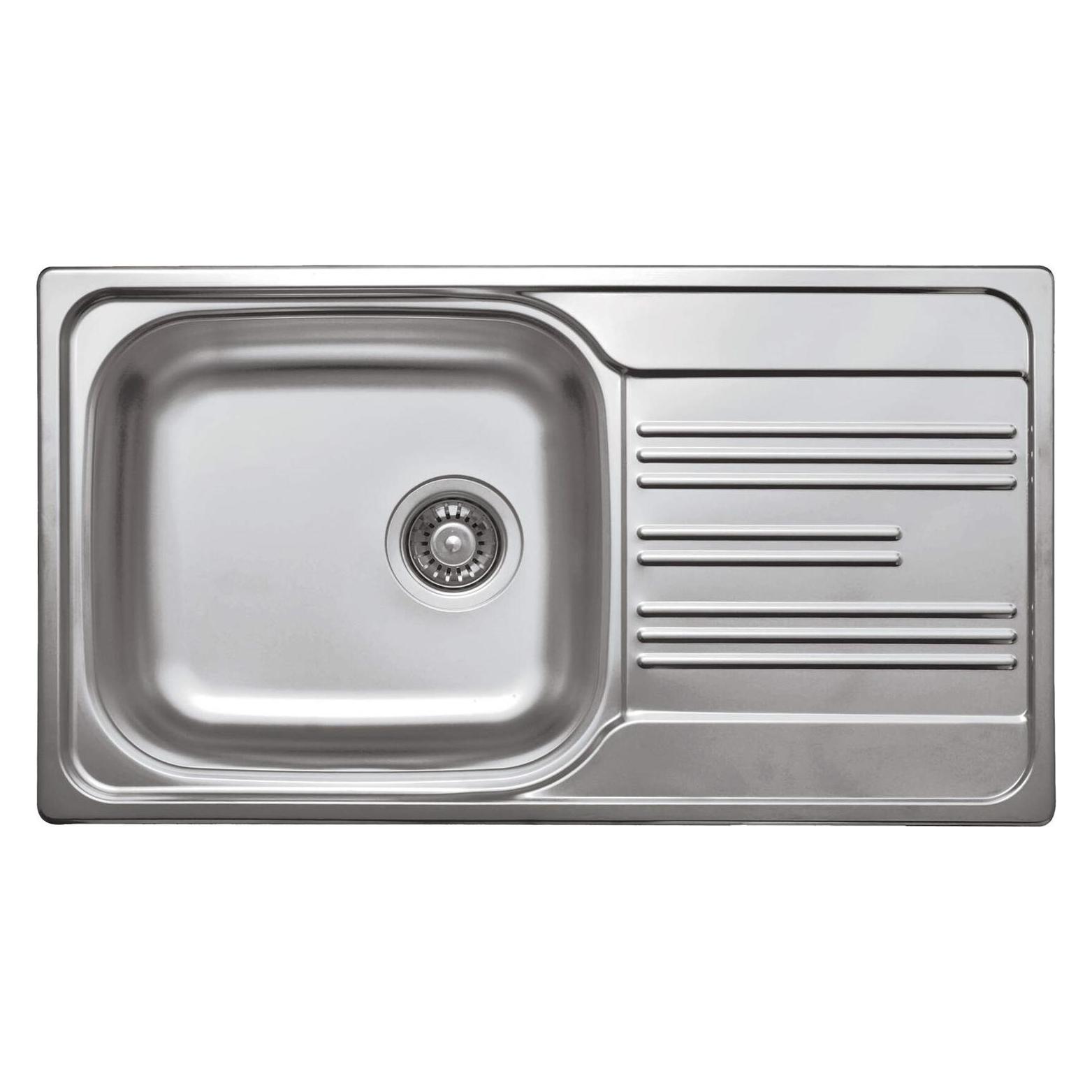 1-Becken-Spüle aus Stahl mit Abtropffläche (ZEX 3113)