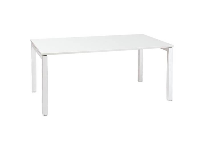 Bureau droit Eminence - L.120 x P.80 cm - Plateau Blanc - Pieds Blanc