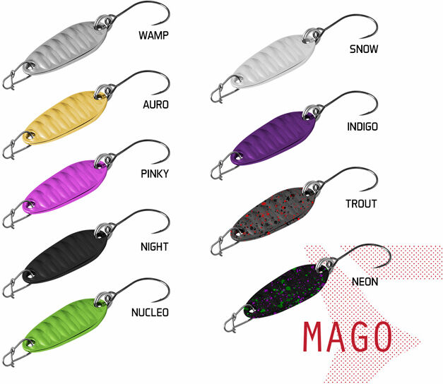 Cuillère ondulante Delphin MAGO 2g SNOW Hook #8 Silver, Gray, Green 2g SNOW Hook #8