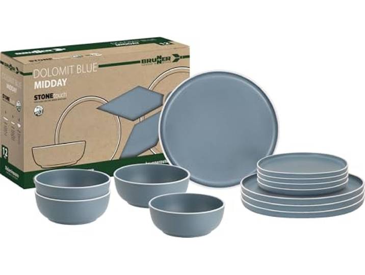 Brunner Dolomit Geschirrset, 12-teilig, denim