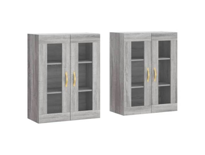 HKTMGDNG Wandschrank 2er-Set, Hängeschrank mit Glastüren, Grau Sonoma Elegante Glasvitrinen für Wohnzimmer oder Flur schaffen vertikalen Stauraum und präsentieren Dekoration geschützt.