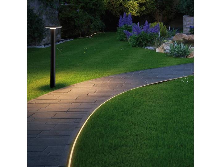 Paulmann Plug & Shine Plate LED-Wegeleuchte 3.000K Plate, dimmbar, schwarz, Kunststoff, Modern, Sockelleuchte
