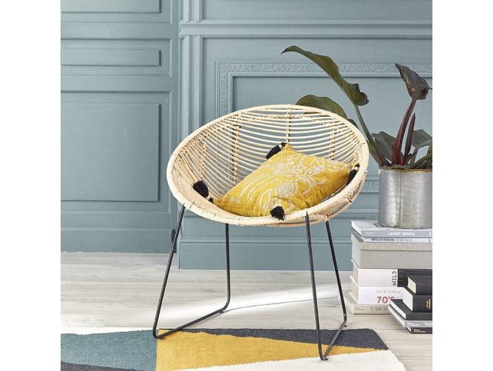 Chaise en rotin et métal