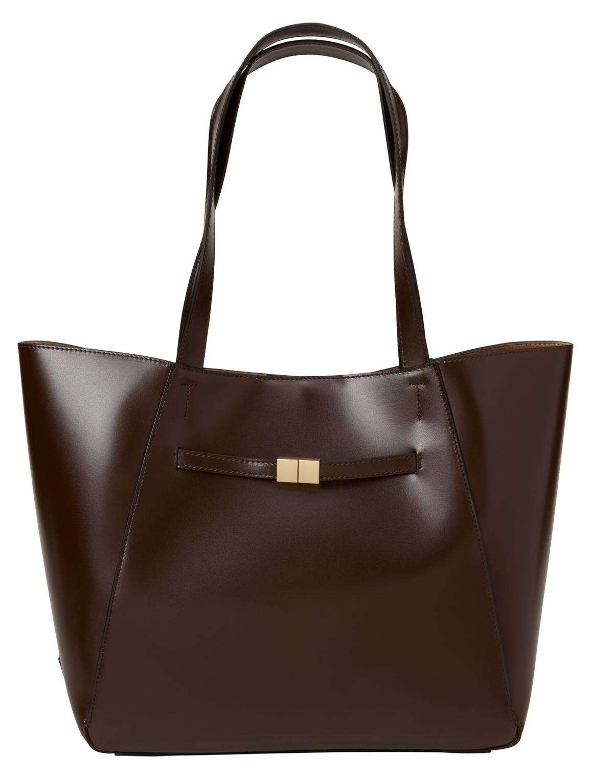 Marc O'Polo Leder Schultertasche Utensilientasche Tessa Shopper Brown dunkelbraun