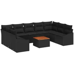vidaXL Garten-Sofa-Set 10 pcs Schwarz