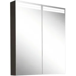 Schneider ARANGA TW Lichtspiegelschrank, 2 Türen, 595x120x700mm, Lichtbänder oben, 160.460.02.44, Ausführung: EU-Norm/Korpus schwarz matt
