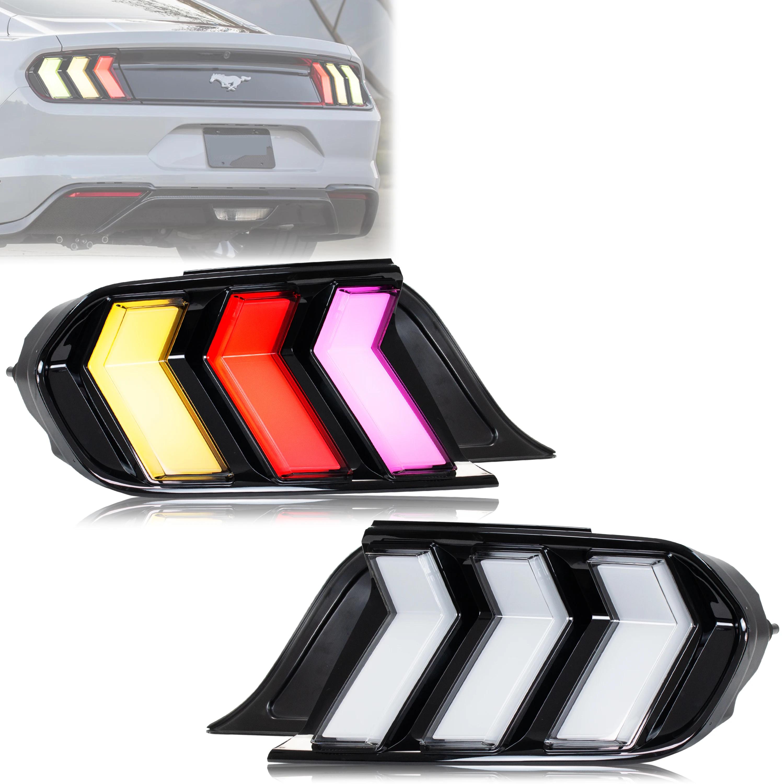 LED-RGB-Rückleuchten für Ford Mustang S550 2015-2023 - WD-2036B-RGB Rückleuchteneinheit - Dynamische Animation - Sequenzieller Blinker - 12 V - 35 W - Klar