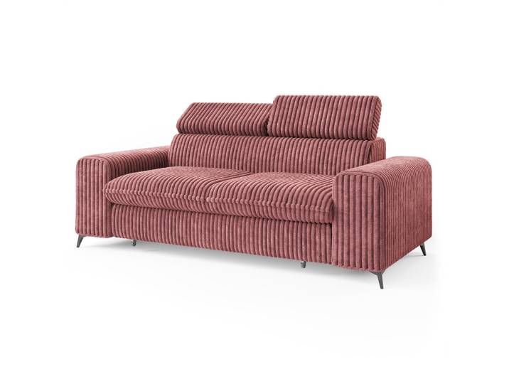 BETTSOFA BENETE Rosa Cordstoff mit Schlaffunktion