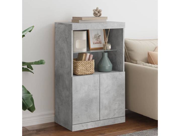 vidaXL Sideboard mit LED-Leuchten Betongrau 60,5x37x100 cm