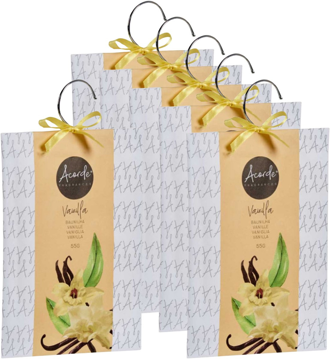 Acorde Geurzakjes Vanille - 6 stuks - 55 g - Luchtverfrisser met ophanghaak