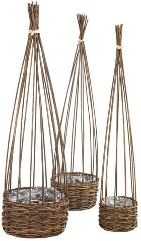 Weiden-Pflanzkörbe-Set, 60 cm, 63 cm und 66 cm, 3 Stück