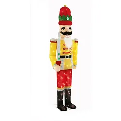 COSTWAY Weihnachts-Nussknacker-Figur, groß, beleuchtete Weihnachtsdekoration XXL, 166 cm Weihnachtsfigur mit LED-Lichtern