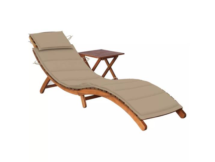 VidaXL - Sonnenliege mit tisch akazienholz, One Size, Beige