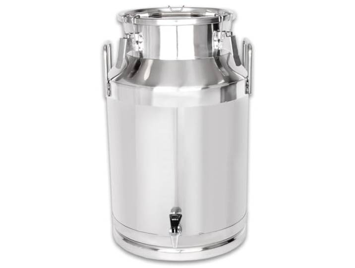 Beeketal 'BMK-40A' Milchkanne Transportkanne 40 Liter aus Edelstahl mit Ablasshahn, auslaufsicherer Deckel mit Dichtung und Spannverschluss - Molkerei Milch Kanne zum Transport oder zur Aufbewahrung