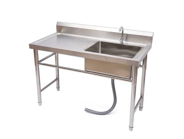 304 Edelstahl-Spülbecken, freistehend, Einzelbecken, kommerzielle Küchenspüle mit Wasserhahn und Abflusssieb, für Restaurant, Waschküche, Hinterhof (119,9 x 59,9 x 79,8 cm) (Stil A)
