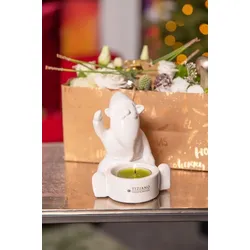 Teelichthalter Santa Joelo sitzend 11cm cremeweiß