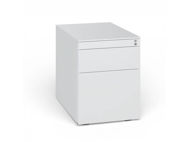 Steel roller container C+P Asisto, White, with hanging file folders & storage space, New - Perfect for modern offices