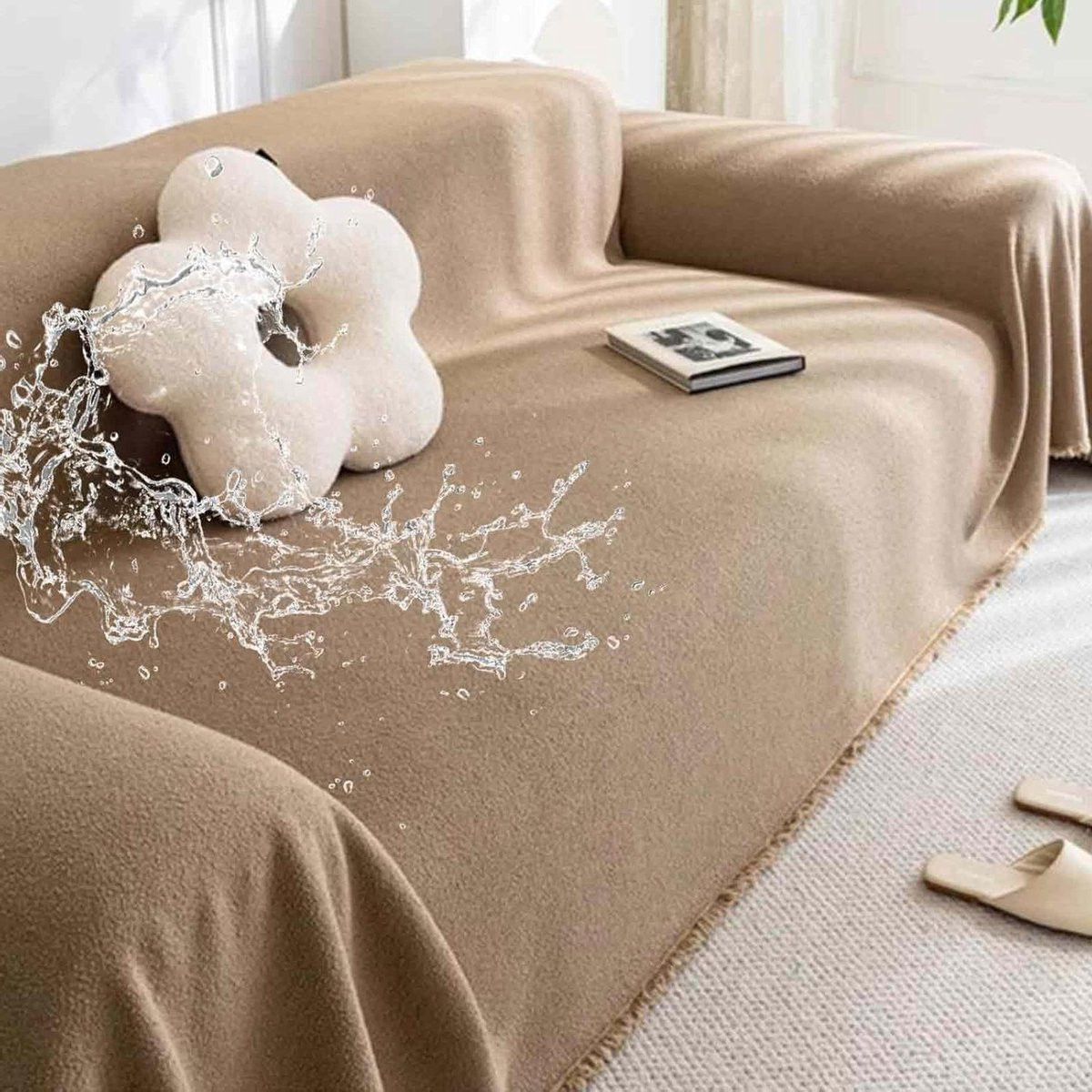 Grijs Bankhoes Meubelbeschermer van Waterdicht Teddy Fluweel - 180 x 360 cm