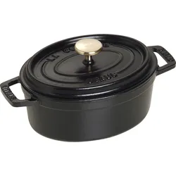 La Cocotte Topf 600 ml oval schwarz aus Gusseisen gefertigt
