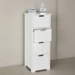 KADIMA DESIGN Landhausstil Badkommode in Weiß, 4 Schubladen, zusätzliche Ablagefläche, 30x83x30 cm